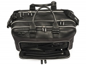 nylon and leather travel bag cabin size open