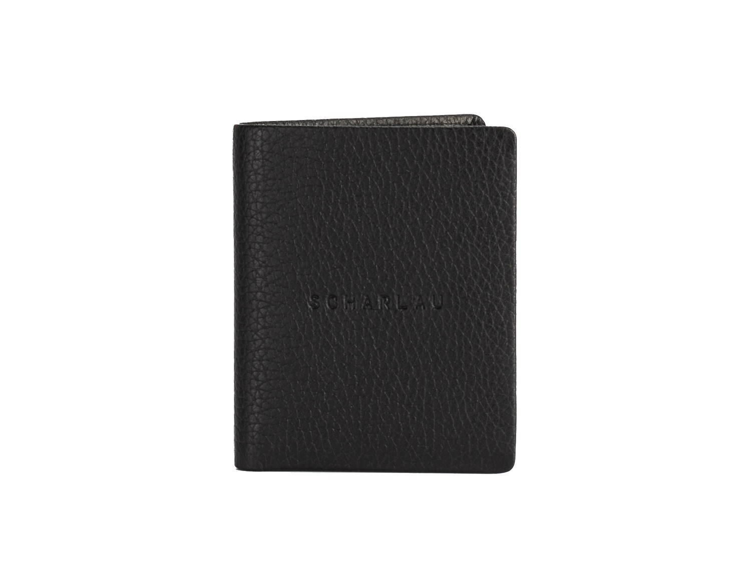 leather small wallet black front