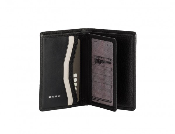 leather small wallet black open