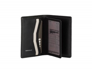 leather small wallet black open