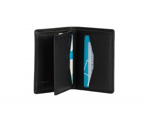 Portafoglio piccolo in pelle nero credit cards