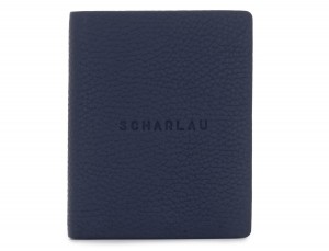 leather small wallet blue front