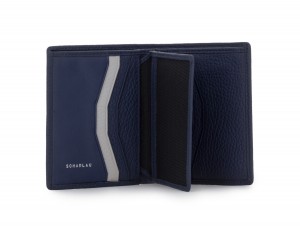 leather small wallet blue open
