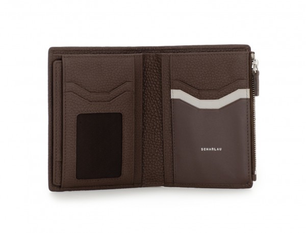Leather wallet brown open