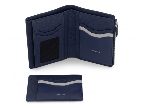 Leather wallet blue open