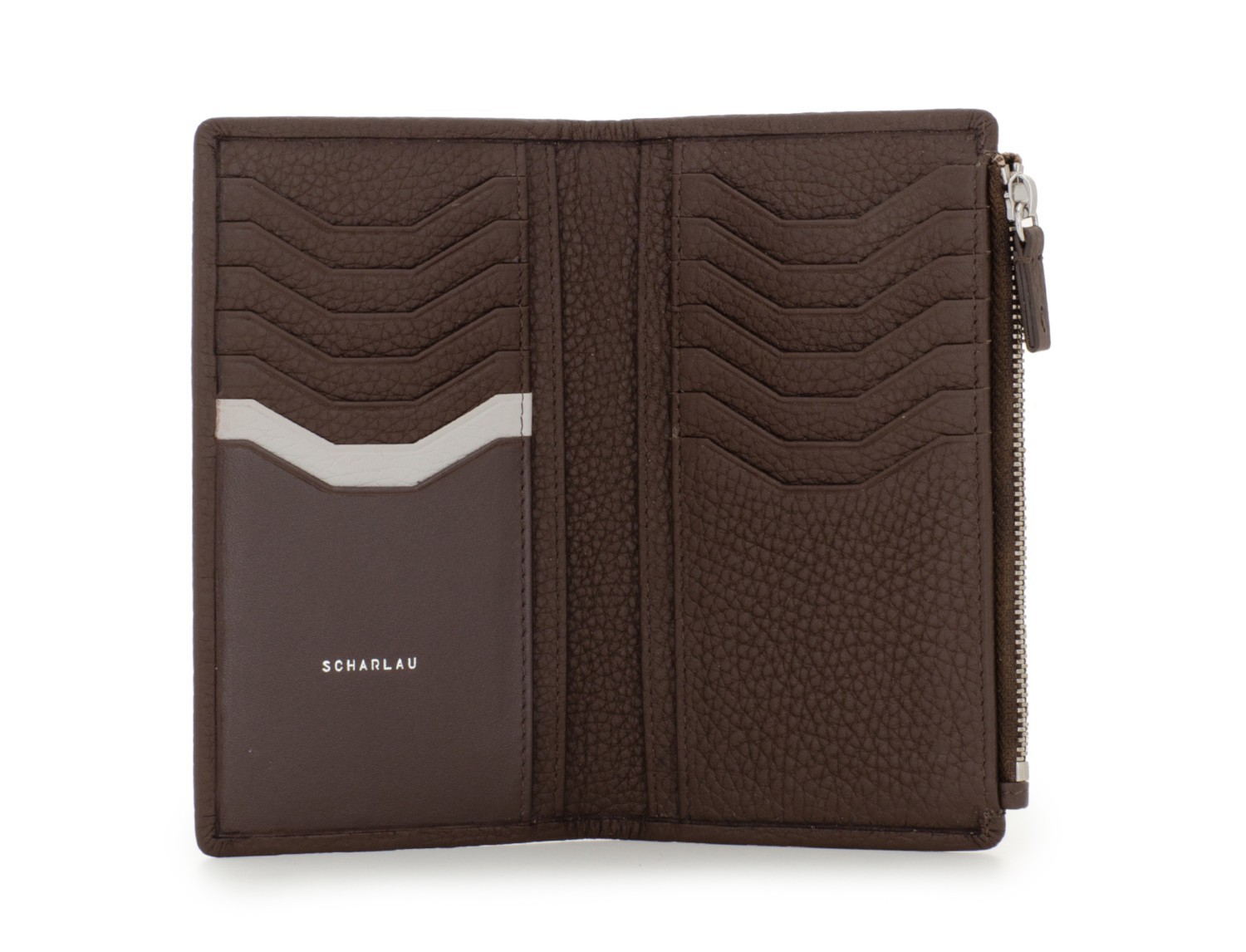 leather woman wallet brown open