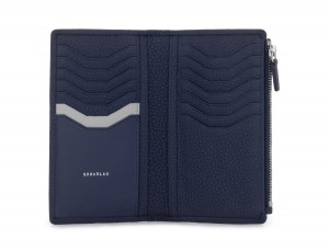 leather woman wallet blue open
