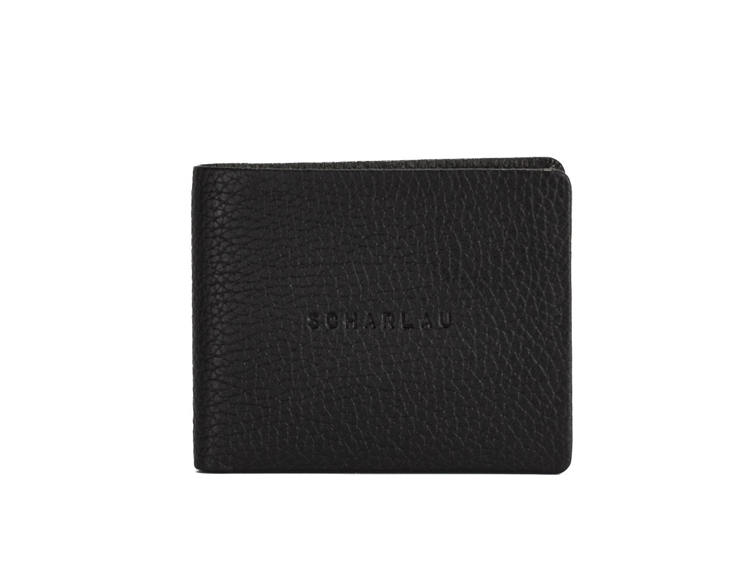 Mini portafoglio con portamonete in pelle nero front