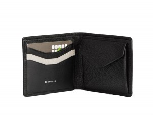 Mini portafoglio con portamonete in pelle nero inside