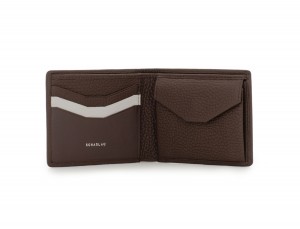 mini leather wallet brown open