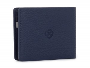 Mini portafoglio con portamonete in pelle blu side