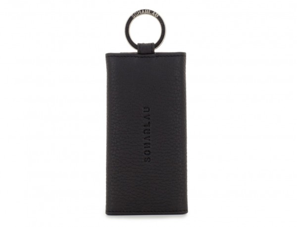 leather key holder black front