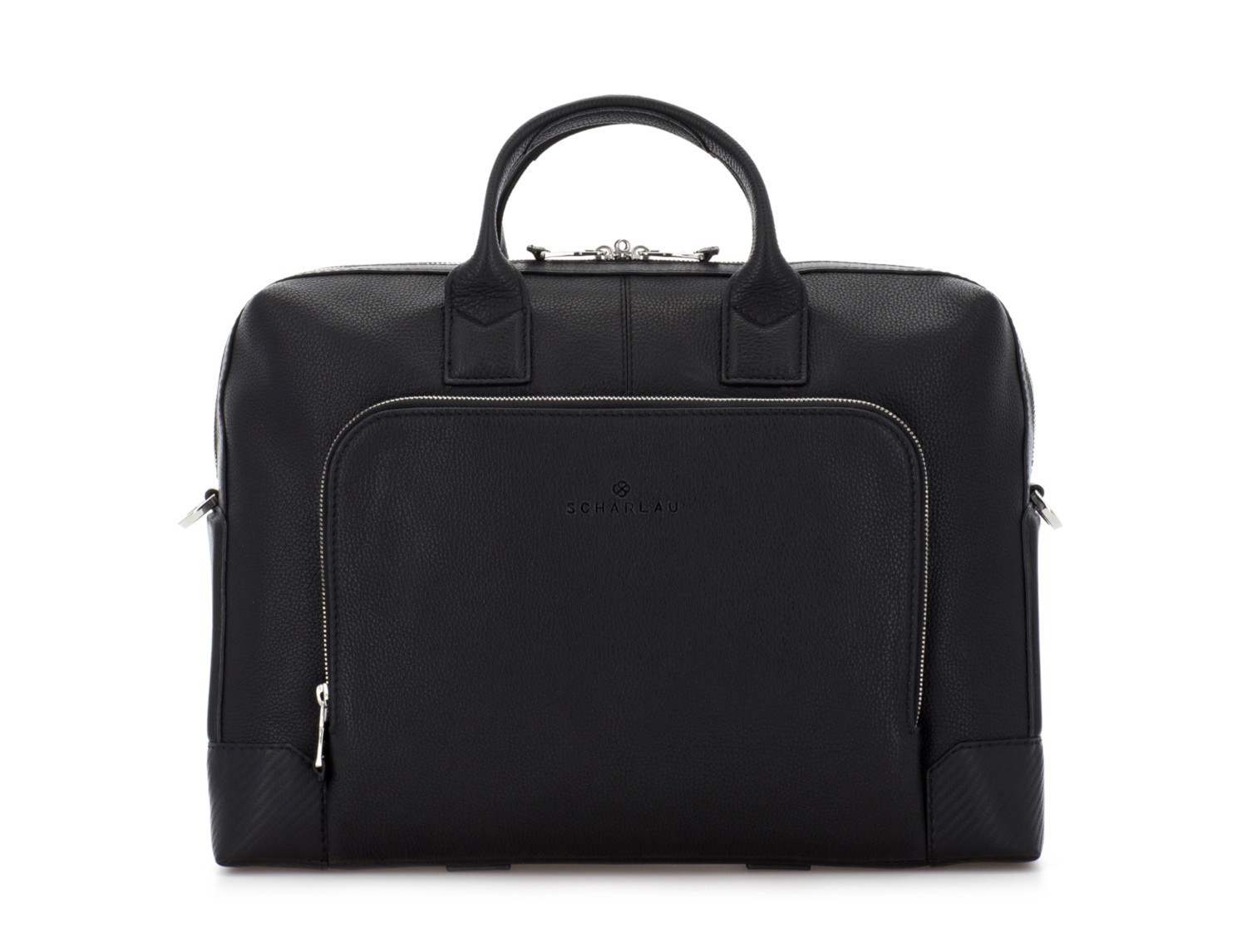 Leather briefbag in black front
