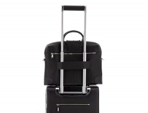 Leather briefbag in black trolley