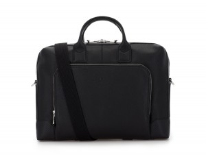Leather briefbag in black shoulder
