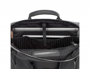 Leather briefbag in black laptop compartment